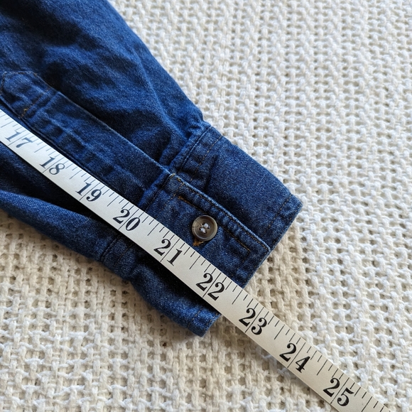 VTG CM Company Denim Long Sleeve Plaid Flannel Shirt Button Down Women's Medium - Picture 7 of 9